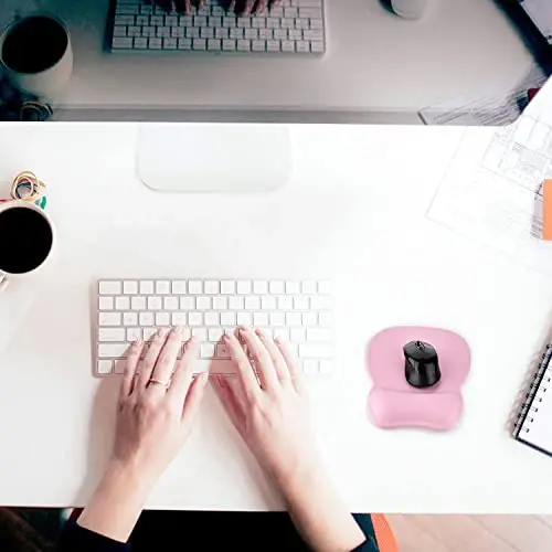 EooCoo Ergonomic Mouse Pad with Wrist Support, Mousepad with Memory Foam Wrist Rest and Non-Slip Base for Computer, Cafe, Home & Office, 9.64 x 8.26 in Office Desk Accessories - 5