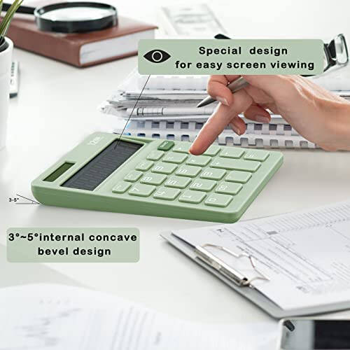 EooCoo Large Size Basic Standard Calculator, Office Desk Accessories, 12 Digit Desktop Calculator with Large LCD Display for Office, School, Home & Business Use, Modern Design - 5