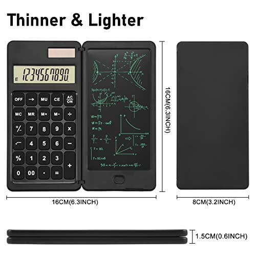 EooCoo Scientific Calculator with Notepad,10-Digit Large Display Office Desk Calcultors,Support Solar and Battery,Foldable Calculator for Students, School and College, Office Desk Accessories - 2