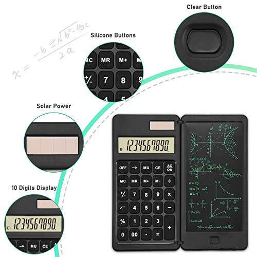 EooCoo Scientific Calculator with Notepad,10-Digit Large Display Office Desk Calcultors,Support Solar and Battery,Foldable Calculator for Students, School and College, Office Desk Accessories - 3