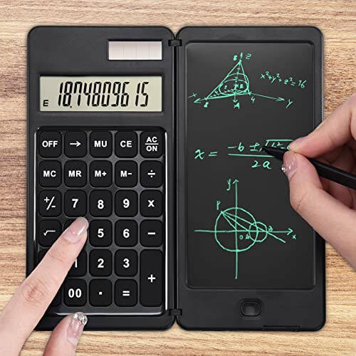 EooCoo Scientific Calculator with Notepad,10-Digit Large Display Office Desk Calcultors,Support Solar and Battery,Foldable Calculator for Students, School and College, Office Desk Accessories - 4