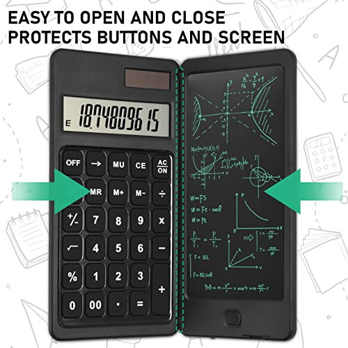 EooCoo Scientific Calculator with Notepad,10-Digit Large Display Office Desk Calcultors,Support Solar and Battery,Foldable Calculator for Students, School and College, Office Desk Accessories - 6