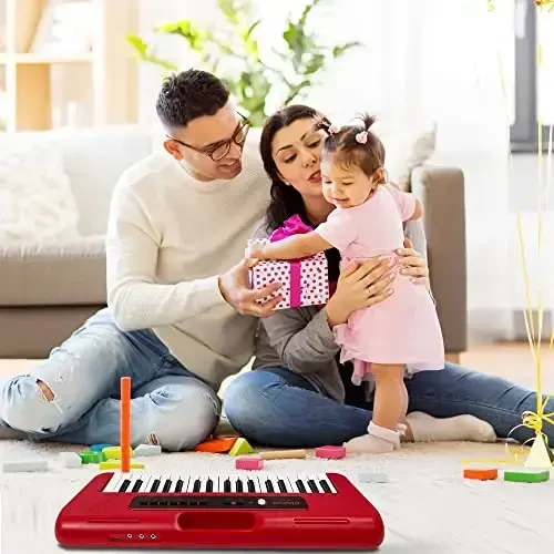 EOOLEOW Piano Keyboard for Kids, 37 Keys Portable Electronic Piano for Kids with Microphone - Music Keyboard Piano Toys for 3 4 5 6 7 8 9 Year Old Boys and Girls (Red) - 6