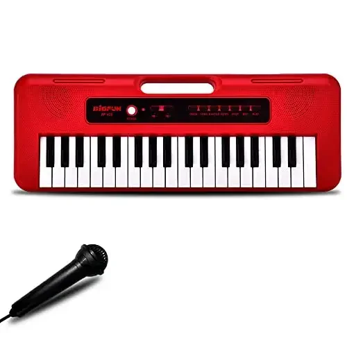 EOOLEOW Piano Keyboard for Kids, 37 Keys Portable Electronic Piano for Kids with Microphone - Music Keyboard Piano Toys for 3 4 5 6 7 8 9 Year Old Boys and Girls (Red) - 1