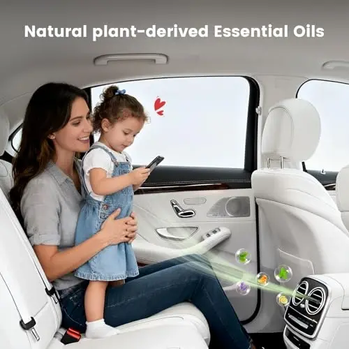 EORRZZY 2Pcs Car Air Freshener Vent Clips, Car Diffuser Essential Oils Kit with 5 Different Essential Oils (0.34oz Each) & 12 Refill Sticks, long lasting Cars fragrance for House - 3