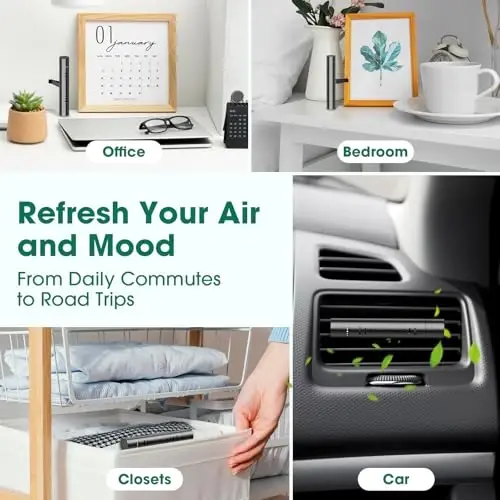 EORRZZY 2Pcs Custom Car Air Freshener Vent Clips, Scented Sticks Kit with 10 Different Aroma Bags (2 Stick Each) & 8 Unscented Refill Sticks, Long-Lasting Odor Eliminator Car Diffuser - 6