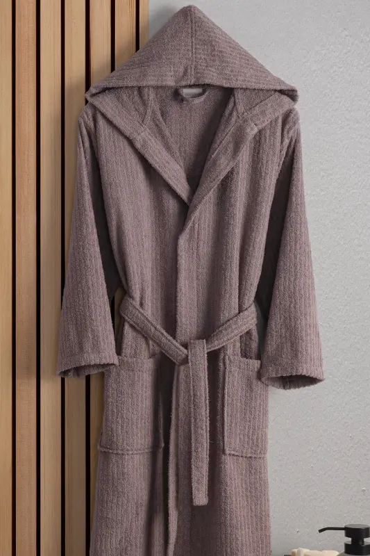 EOS Unisex Cotton Striped Hooded Bathrobe | Bridal Registry - 2