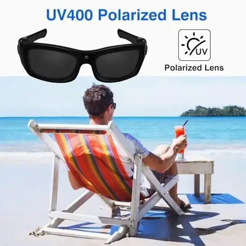 eovas Camera Sunglasses Video Glasses Camera Bluetooth Glasses Camera UV Protection Polarized Lens Sport Action Glasses for Travel, Outdoor, Cycling, Driving - 7