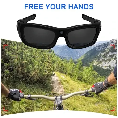 eovas Camera Sunglasses Video Glasses Camera Bluetooth Glasses Camera UV Protection Polarized Lens Sport Action Glasses for Travel, Outdoor, Cycling, Driving - 2