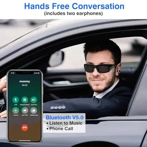 eovas Camera Sunglasses Video Glasses Camera Bluetooth Glasses Camera UV Protection Polarized Lens Sport Action Glasses for Travel, Outdoor, Cycling, Driving - 6