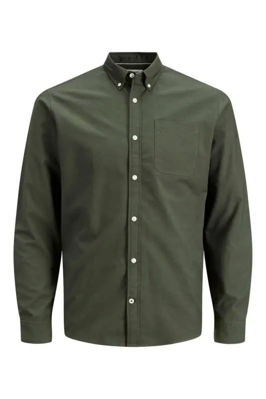 Eoxford Shirt Ls Slim Fit Shirt 12182486-Green - JACK & JONES