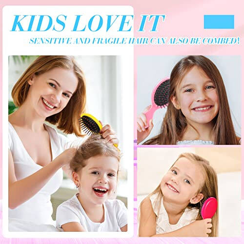 Epakh 6 Pack Mini Hair Brush Travel Detangling Bush Soft Bristle Pocket Comb for Men Women for Most Hair Types(Classic Colors) - 2