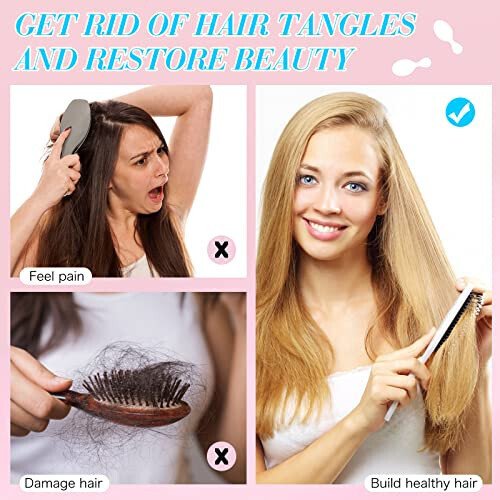 Epakh 6 Pack Mini Hair Brush Travel Detangling Bush Soft Bristle Pocket Comb for Men Women for Most Hair Types(Classic Colors) - 4