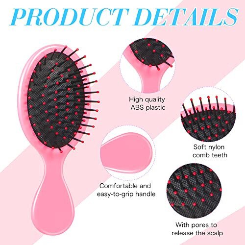 Epakh 6 Pack Mini Hair Brush Travel Detangling Bush Soft Bristle Pocket Comb for Men Women for Most Hair Types(Classic Colors) - 5