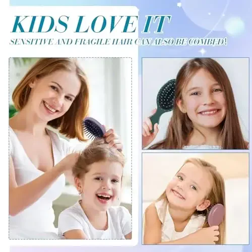 Epakh Mini Detangling Hair Brush Set - 6 Pack Travel Size Brushes for Kids, Toddlers, Babies and Women - Soft Bristles for Wet, Dry, Curly Hair - 6 Rustic Colors - 3