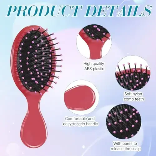 Epakh Mini Detangling Hair Brush Set - 6 Pack Travel Size Brushes for Kids, Toddlers, Babies and Women - Soft Bristles for Wet, Dry, Curly Hair - 6 Rustic Colors - 4