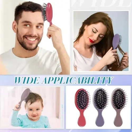 Epakh Mini Detangling Hair Brush Set - 6 Pack Travel Size Brushes for Kids, Toddlers, Babies and Women - Soft Bristles for Wet, Dry, Curly Hair - 6 Rustic Colors - 6