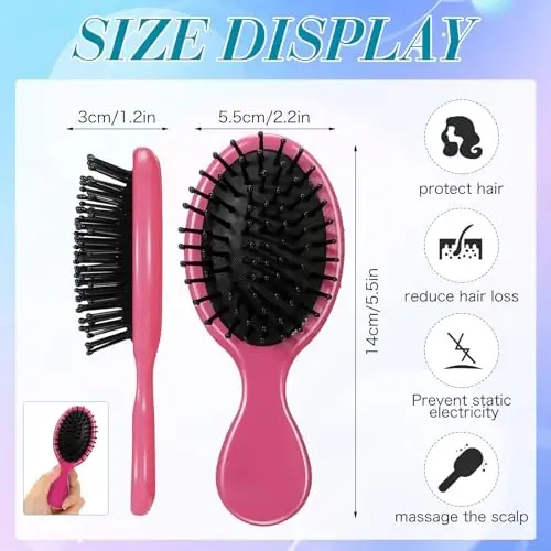 Epakh Mini Dolaşık Açıcı Saç Fırçası Seti - 6'lı Paket Çocuklar, Bebekler ve Kadınlar için Seyahat Boyu Fırçalar - Islak, Kuru, Kıvırcık Saçlar için Yumuşak Kıllar - 6 Rustik Renk - EPAKH (1)