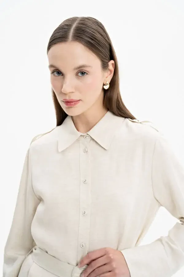 Epaulette Belted Tunic-Stone - 5