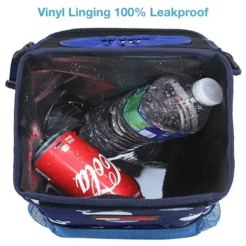 EPAuto Waterproof Car Trash Can with Lid and Pockets, 1.8 Gal, Blue | Leakproof, Collapsible Multipurpose Car Bin with 3 Side Storage Pockets, Adjustable Straps - 6