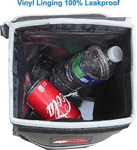 EPAuto Waterproof Car Trash Can with Lid and Storage Pockets, 2.5 Gallon, Black - 6