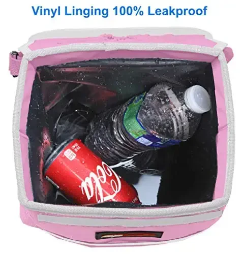 EPAuto Waterproof Car Trash Can with Lid and Storage Pockets, Pink - 3