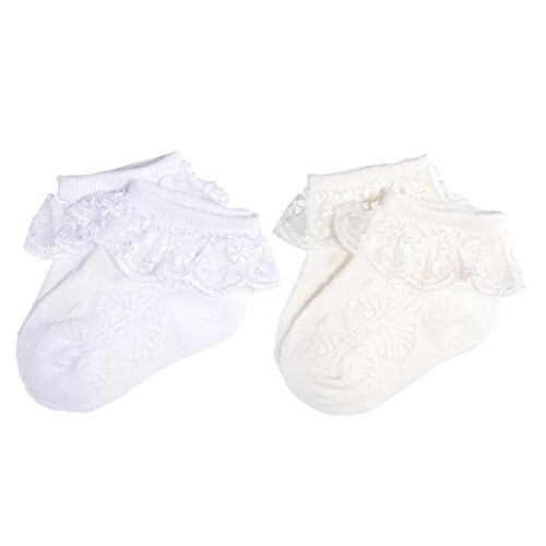 EPEIUS Baby-Girls Eyelet Frilly Lace Socks, Newborn/Infant/Toddler/Little Girls (Pack of 2/3/4/6) - 43