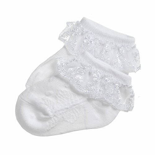 EPEIUS Baby-Girls Eyelet Frilly Lace Socks, Newborn/Infant/Toddler/Little Girls (Pack of 2/3/4/6) - 49