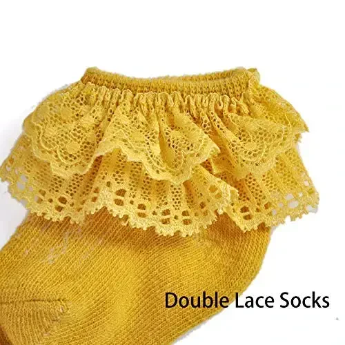 EPEIUS Baby-Girls Eyelet Frilly Lace Socks,Newborn/Infant/Toddler/Little Girls (Pack of 2/3/4/6) - 3