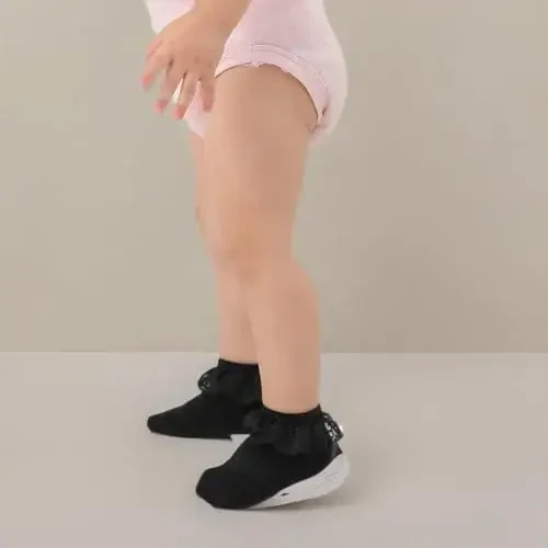 EPEIUS Baby-Girls Eyelet Frilly Lace Socks,Newborn/Infant/Toddler/Little Girls (Pack of 2/3/4/6) - 7