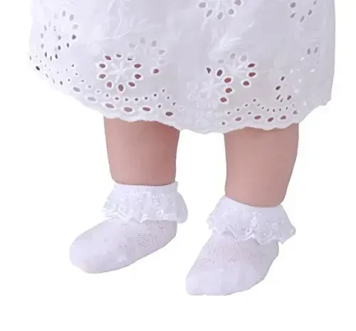 EPEIUS Baby-Girls Eyelet Frilly Lace Socks,Newborn/Infant/Toddler/Little Girls (Pack of 2/3/4/6) - 4