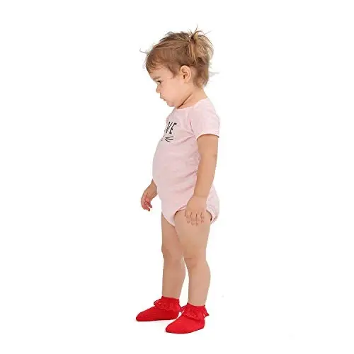 EPEIUS Baby-Girls Eyelet Frilly Lace Socks,Newborn/Infant/Toddler/Little Girls (Pack of 2/3/4/6) - 1