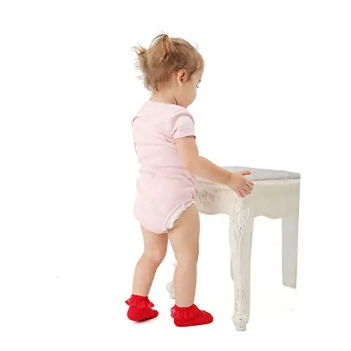 EPEIUS Baby-Girls Eyelet Frilly Lace Socks,Newborn/Infant/Toddler/Little Girls (Pack of 2/3/4/6) - EPEIUS (1)