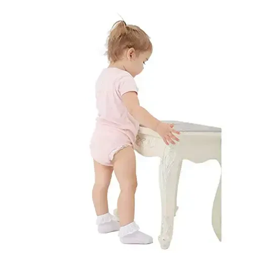 EPEIUS Baby-Girls Eyelet Frilly Lace Socks,Newborn/Infant/Toddler/Little Girls (Pack of 2/3/4/6) - 5