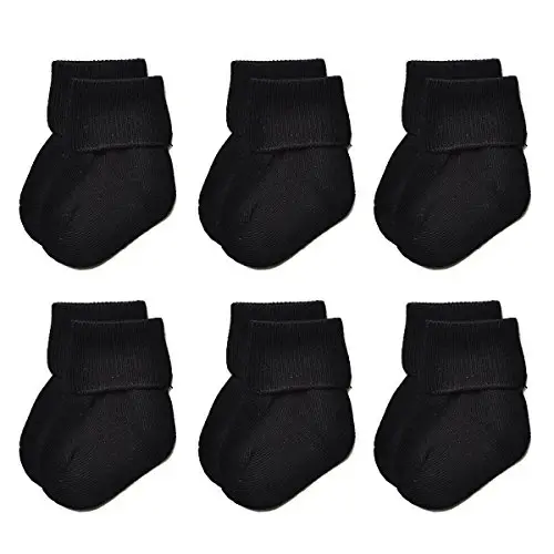 EPEIUS Baby Socks Unisex-Baby Seamless Turn Cuff Socks Cotton Rich Booties Socks 6 Pairs Pack Newborn Infant Toddlers - 1