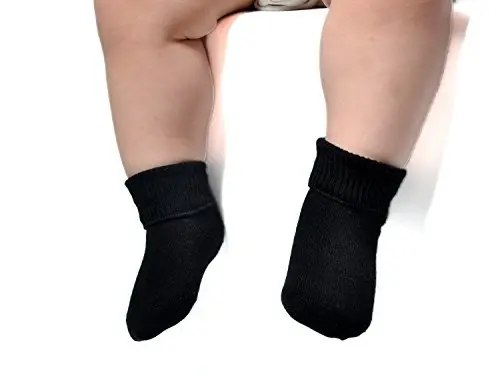 EPEIUS Baby Socks Unisex-Baby Seamless Turn Cuff Socks Cotton Rich Booties Socks 6 Pairs Pack Newborn Infant Toddlers - MODAZONE (1)