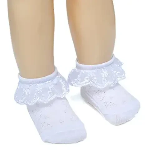 EPEIUS Baby-Girls Eyelet Frilly Lace Socks,Newborn/Infant/Toddler/Little Girls (Pack of 2/3/4/6) - 5