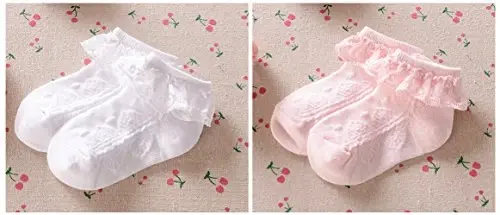 EPEIUS Baby-Girls Eyelet Frilly Lace Socks,Newborn/Infant/Toddler/Little Girls (Pack of 2/3/4/6) - 3