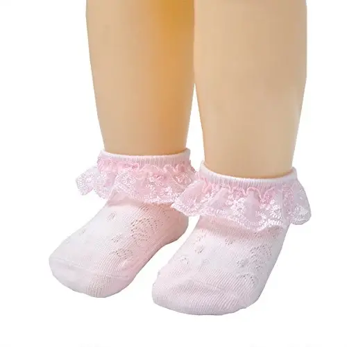 EPEIUS Baby-Girls Eyelet Frilly Lace Socks,Newborn/Infant/Toddler/Little Girls (Pack of 2/3/4/6) - 5