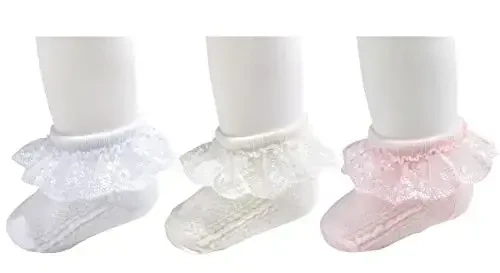 EPEIUS Baby-Girls Eyelet Frilly Lace Socks,Newborn/Infant/Toddler/Little Girls (Pack of 2/3/4/6) - MODAZONE (1)