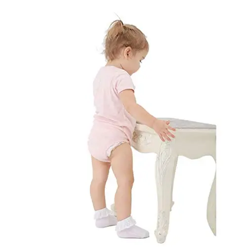 EPEIUS Baby-Girls Eyelet Frilly Lace Socks,Newborn/Infant/Toddler/Little Girls (Pack of 2/3/4/6) - 5