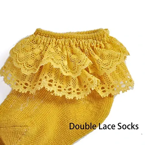 EPEIUS Baby-Girls Eyelet Frilly Lace Socks,Newborn/Infant/Toddler/Little Girls (Pack of 2/3/4/6) - 3