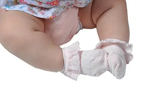 EPEIUS Baby Girl Ruffle Socks, Eyelet Frilly Lace Socks for Newborn Infant | Cute soft cotton baby lace socks. Stay up breathable frilly ankle socks for baptism, shower gifts, party dress, ages 0-5T - 4