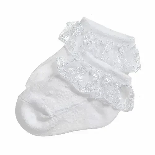 EPEIUS Baby-Girls Eyelet Frilly Lace Socks,Newborn/Infant/Toddler/Little Girls (Pack of 2/3/4/6) - 6