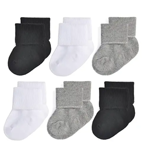 EPEIUS Chaqaloq paypoqlari Unisex-Chaqaloq choksiz paypoqlar Paxtadan boy paypoqlar 6 juftlik yangi tug'ilgan chaqaloqlar 