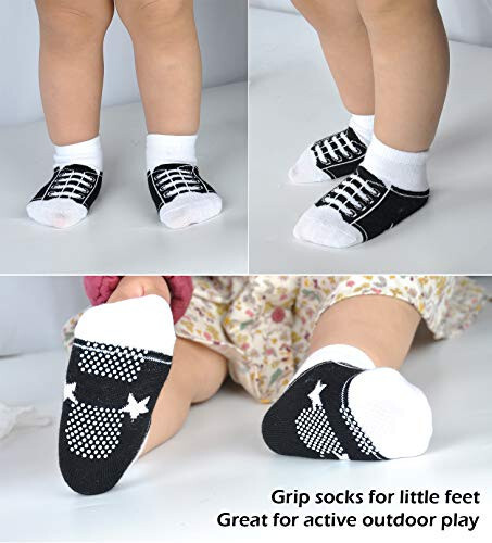 EPEIUS Unisex Baby Girls Boys Non-Slip Socks (Set of 6) - 44