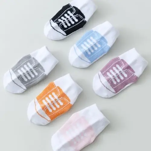 EPEIUS Unisex Baby Girls Boys Non-Slip Socks (Set of 6) - 5