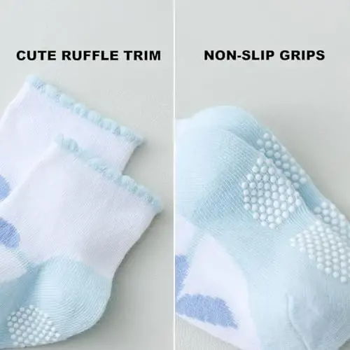 EPEIUS Unisex Baby Girls Boys Non-Slip Socks (Set of 6) - 3