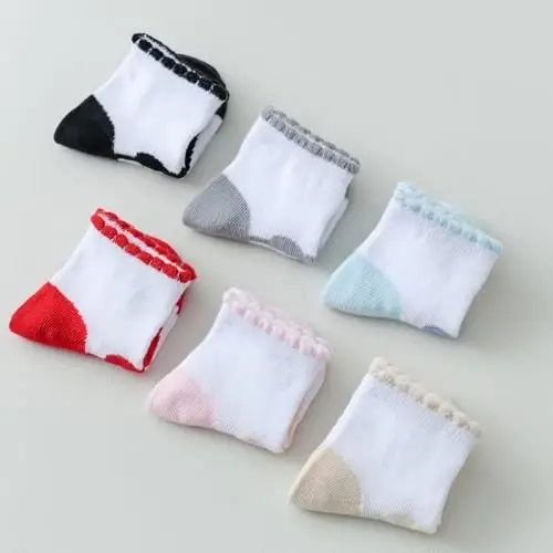 EPEIUS Unisex Baby Girls Boys Non-Slip Socks (Set of 6) - 6