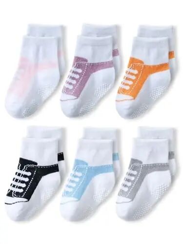 EPEIUS Unisex Baby Girls Boys Non-Slip Socks (Set of 6) | Cute baby shoe look socks with grippers. Soft cotton stay on Booties for 0-6m 6-12m 1-2T 3-5T newborn infant toddlers - EPEIUS